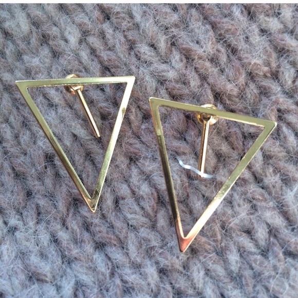 🍃 Chic Gold Triangle Earring Posts - Picture 3 of 3